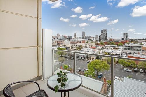 a view from a balcony overlooking a city at Hume Serviced Apartments in Adelaide