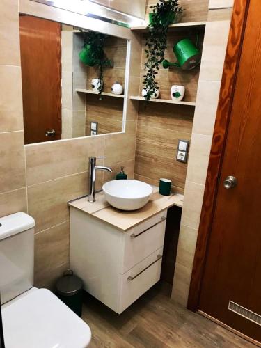 a bathroom with a sink and a toilet at VILLA ORIETTA in Maspalomas