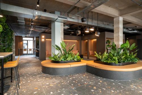 
a large room filled with lots of green plants at Citybox Antwerp in Antwerp
