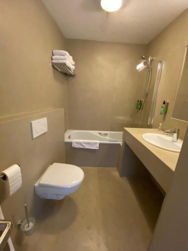 a bathroom with a toilet and a sink at Hôtel & Appart-hôtel Olatua in Bidart