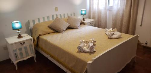 een slaapkamer met een bed met twee lampen erop bij Departamento céntrico Mendoza in Mendoza