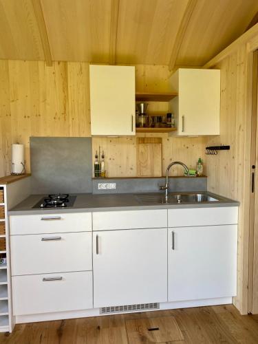 Η κουζίνα ή μικρή κουζίνα στο Biolandhof Bodensee