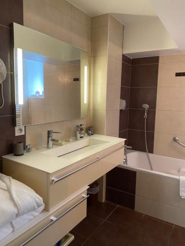 Koupelna v ubytování Logis Relais de la Source
