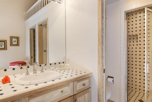 a bathroom with a sink and a mirror at Deluxe Three Bedroom - Aspen Alps 209 in Aspen