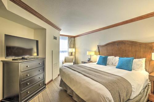 a hotel room with a bed and a television at Ski-InandOut Squaw Valley Condo Year-Round Retreat! in Olympic Valley