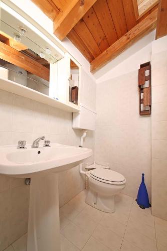 uma casa de banho com um lavatório branco e um WC. em Apartment in Tremosine - Gardasee 22276 em Tremosine Sul Garda