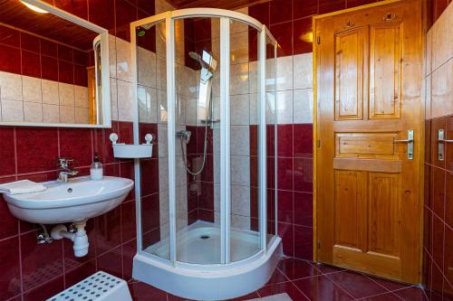 Koupelna v ubytování Villa Szalamandra - a Tisztás