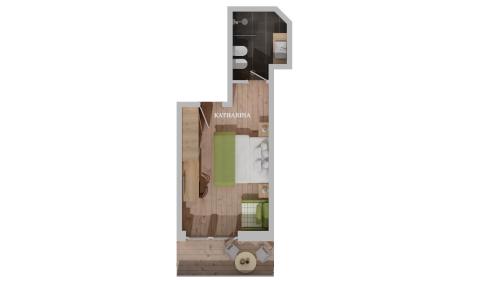 a view of the floor plan of the apartment at Pension Haus Tirol in Laion