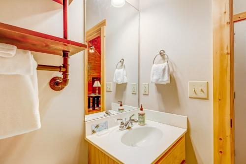 a bathroom with a sink and a mirror at Star Seasons Retreat in Ellijay