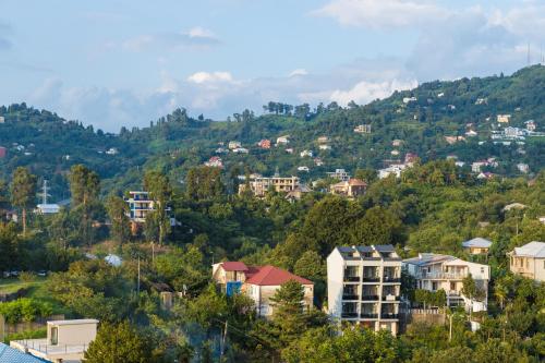 a town on a hill with houses and trees at TJ GARDENS in Makhinjauri