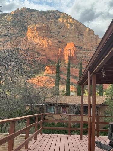 a house with a view of a mountain at Sedona Studio at Thunder Mountain in Sedona