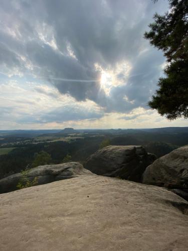 a view from the top of a mountain at Ferienhaus "Am Bergblick" Sebnitz in Sebnitz