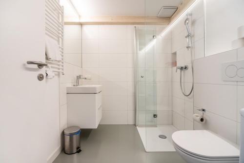 Koupelna v ubytování Vorgarten Apartments - central, new and stylish for your comfortable stay in Vienna