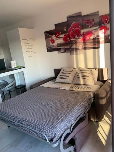 Postel nebo postele na pokoji v ubytování studio avec terrasse parking