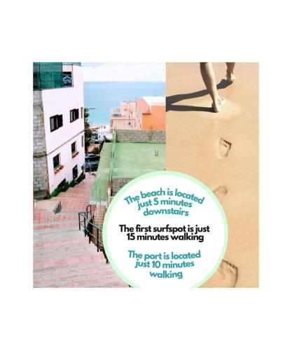 a picture of a person walking on the beach at Hostel Banana Surf House in Los Cristianos