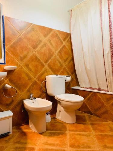 a bathroom with a toilet and a sink at Apartamento Los Laureles in Laroles