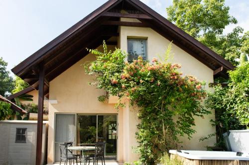 a house with a table and chairs in front of it at Vitrage Holiday Village and Spa in Bet Hillel