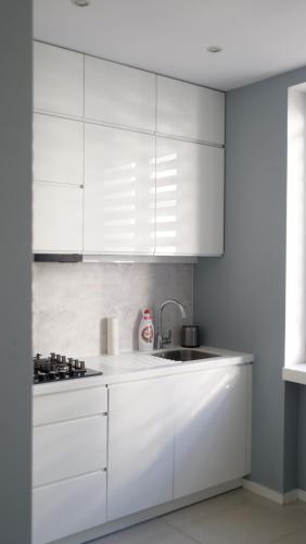 Kuchyň nebo kuchyňský kout v ubytování Apartamenty Piotrkowska