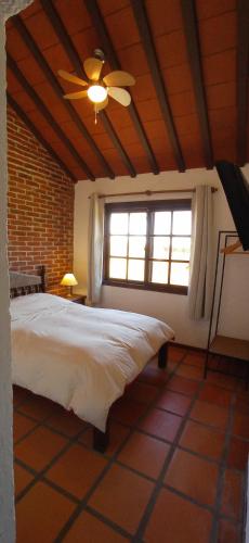a bedroom with a bed and a ceiling fan at Pino Dorado in Punta del Este