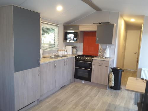 a kitchen with a sink and a stove top oven at No 46 Coorie-in in Boat of Garten