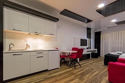 Kuchyňa alebo kuchynka v ubytovaní Velestovo View Apartments