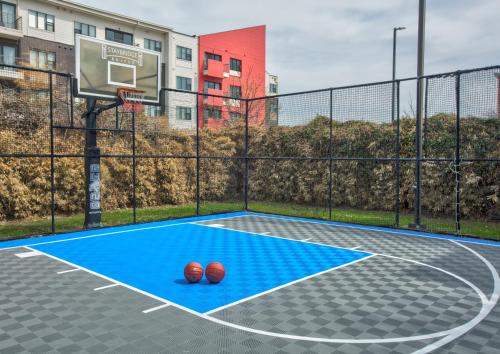 two basketball balls on a court with a basketball hoop at Staybridge Suites Plano - Richardson Area by IHG in Plano