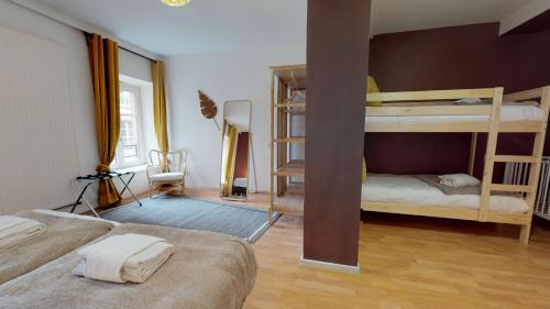 een kamer met twee stapelbedden in een kamer bij IMMER 4 chambres 10 personnes in Colmar