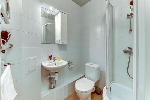 a bathroom with a toilet and a sink and a shower at Курортный отель "Архитектура здоровья" in Zelenogorsk