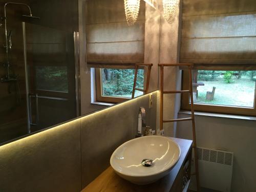 Φωτογραφία από το άλμπουμ του Deluxe Holiday Zdrojowa -Willa typu Alpejskiego w Borach Tucholskich-Całoroczna Balia z jacuzzi-Prywatny las i strumyk -Duża Wiata grillowa σε Osówek