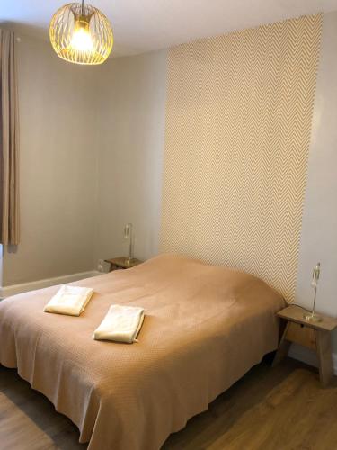 a bedroom with a bed with two towels on it at Le Saint Rémy by Sparnapart in Épernay