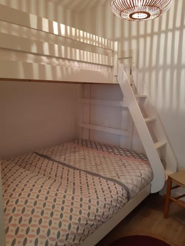 a bunk bed with a ladder on top of it at L'Adroit in Barcelonnette