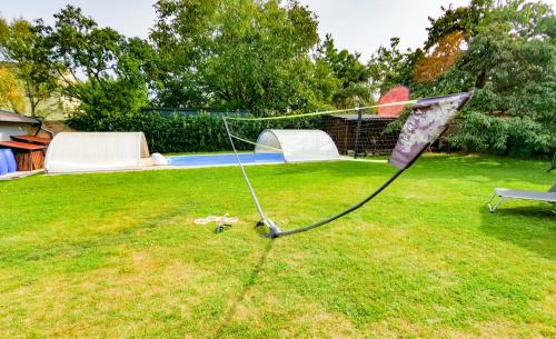 a kite in the grass in a yard at Chalupa v Suchohrdlech - Znojmo in Suchohrdly