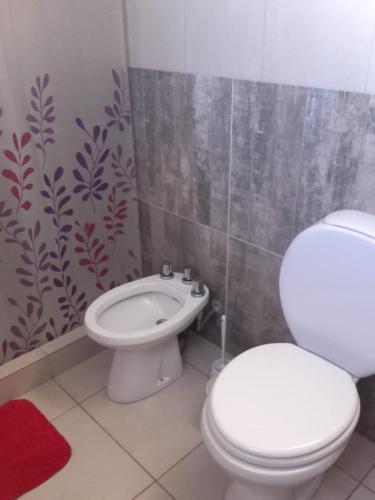 a bathroom with a toilet and a sink at Ayres Pampeanos in Santa Rosa