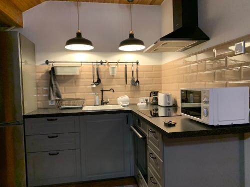 Kuchyň nebo kuchyňský kout v ubytování Viki Apartmanház