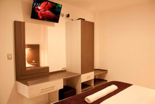 Una televisión o centro de entretenimiento en Hotel MS