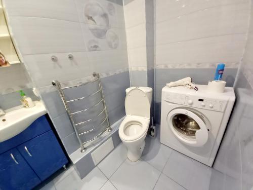 スィクティフカルにあるComfort apartment - studioのバスルーム(トイレ、洗濯機付)
