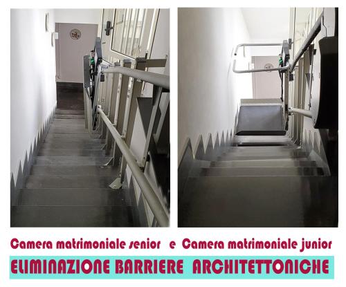 two pictures of a staircase in a building at B&B Elisa in Vietri sul Mare