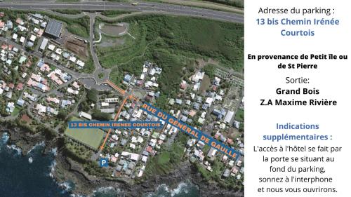 a map of the approximate location of a parking lot at Hotel Exsel Victoria in Saint-Pierre