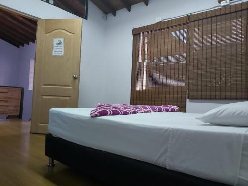 Ένα ή περισσότερα κρεβάτια σε δωμάτιο στο Purple Monkey Hostel