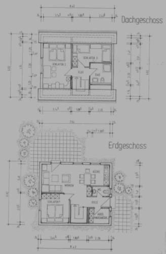 a black and white floor plan of a house at Zum Waldblick in Funfseen