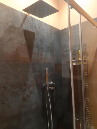 a bathroom with a shower with a glass door at Catenica in Milan