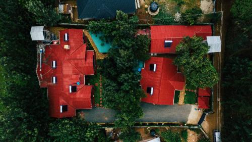 an overhead view of a house with red roofs at Lovely Garden Guest Home in Kisumu