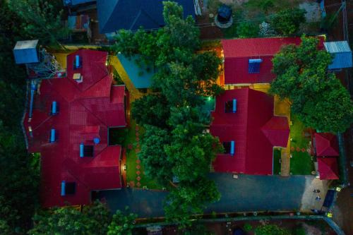 an overhead view of a house with red roofs at Lovely Garden Guest Home in Kisumu