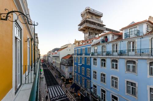 a view of a city street with buildings at Rossio Plaza Hotel in Lisbon