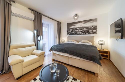 Postel nebo postele na pokoji v ubytování Aviatik apartments