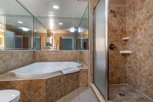 a bathroom with a tub and a toilet and a shower at Comfort Suites Vicksburg in Vicksburg
