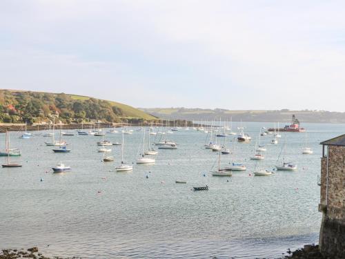 a large group of boats sitting in the water at Sycamore Lodge in Helston