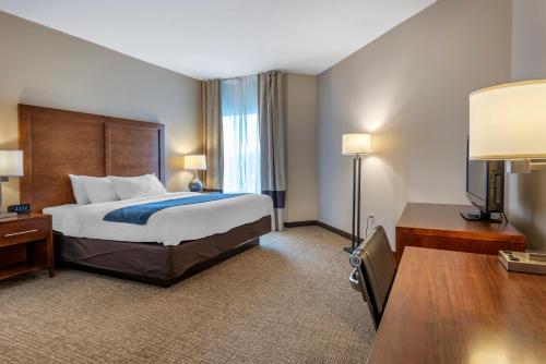 a large hotel room with a bed and a desk at Comfort Inn Apalachin - Binghamton W Route 17 in Apalachin