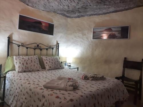 1 dormitorio con 1 cama en una habitación en Cueva Sasha, en San Miguel de Abona
