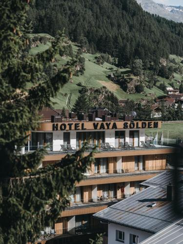 a hotel with a sign that reads hotel yaya sober at VAYA Sölden inklusive Summer Card in Sölden